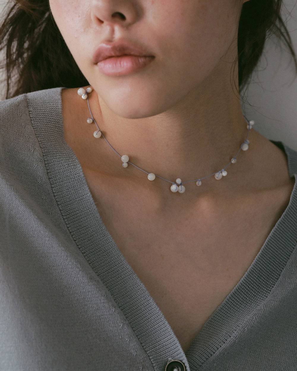 Stone Silkcord Necklace Stone Silkcord Necklace,ストーン シルクコード ネックレス,62710904,ネックレス,アクセサリー,アクセ,ショートネックレス,天然石,ànuke,アンヌーク,lifes,ライフズ,27ss